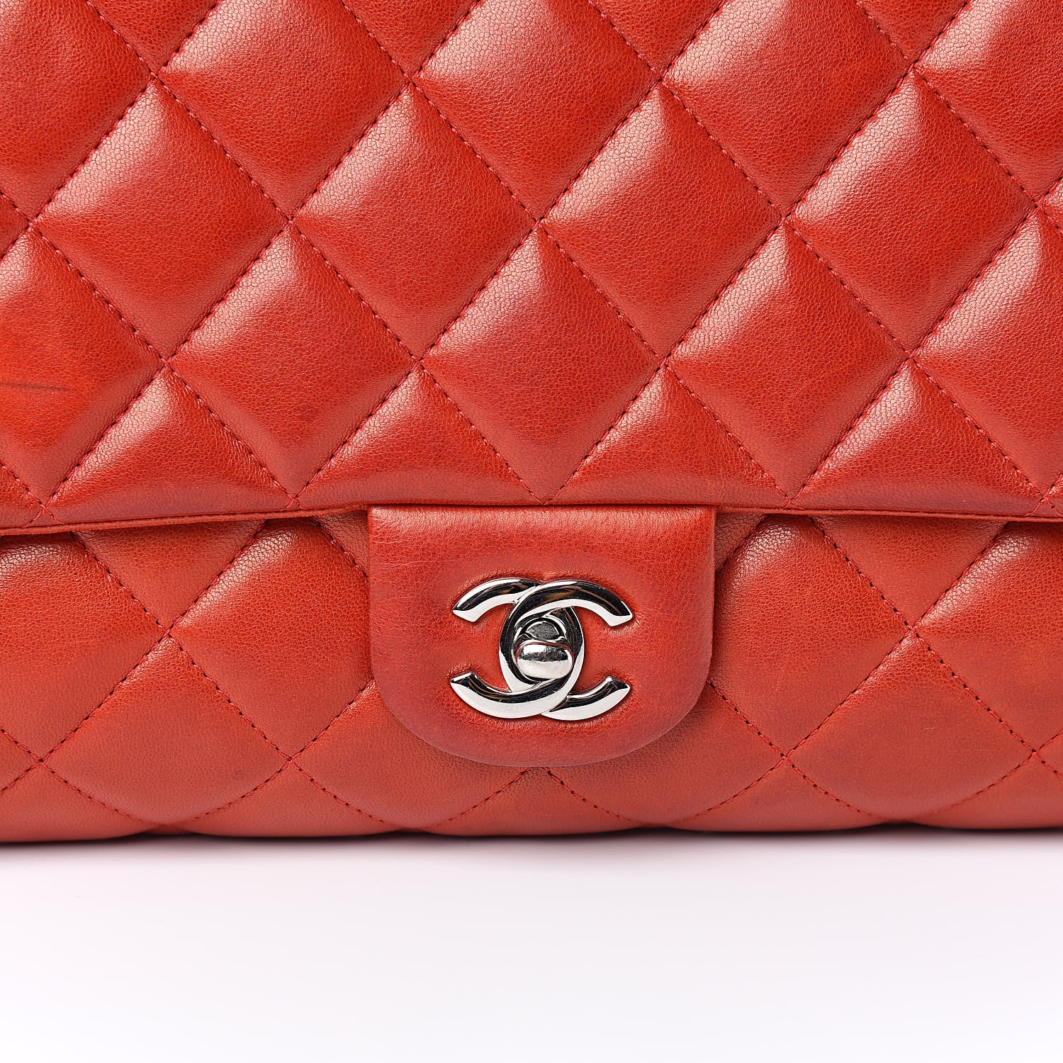 Chanel Lambskin Quilted Clutch With Chain Flap Red 11 of 11