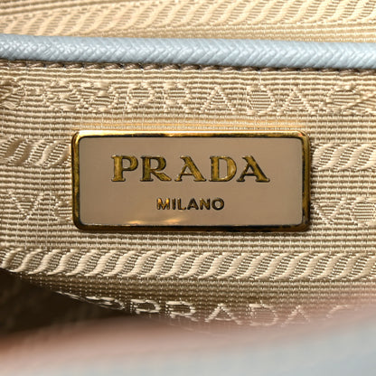 Prada Saffiano Small Galleria Bi-color Double Zip Tote White Astrale 6 of 18