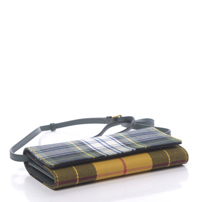 Burberry Canvas Tartan Check Mix Henley Wallet on Chain Green Multicolor 4 of 11