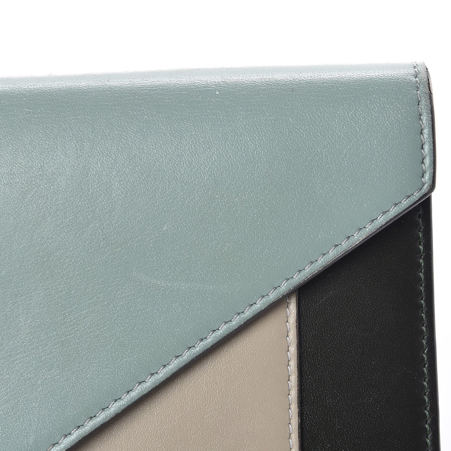 Smooth Calfskin Pocket Tri-Fold Multifunction Envelope Flap Wallet Jade