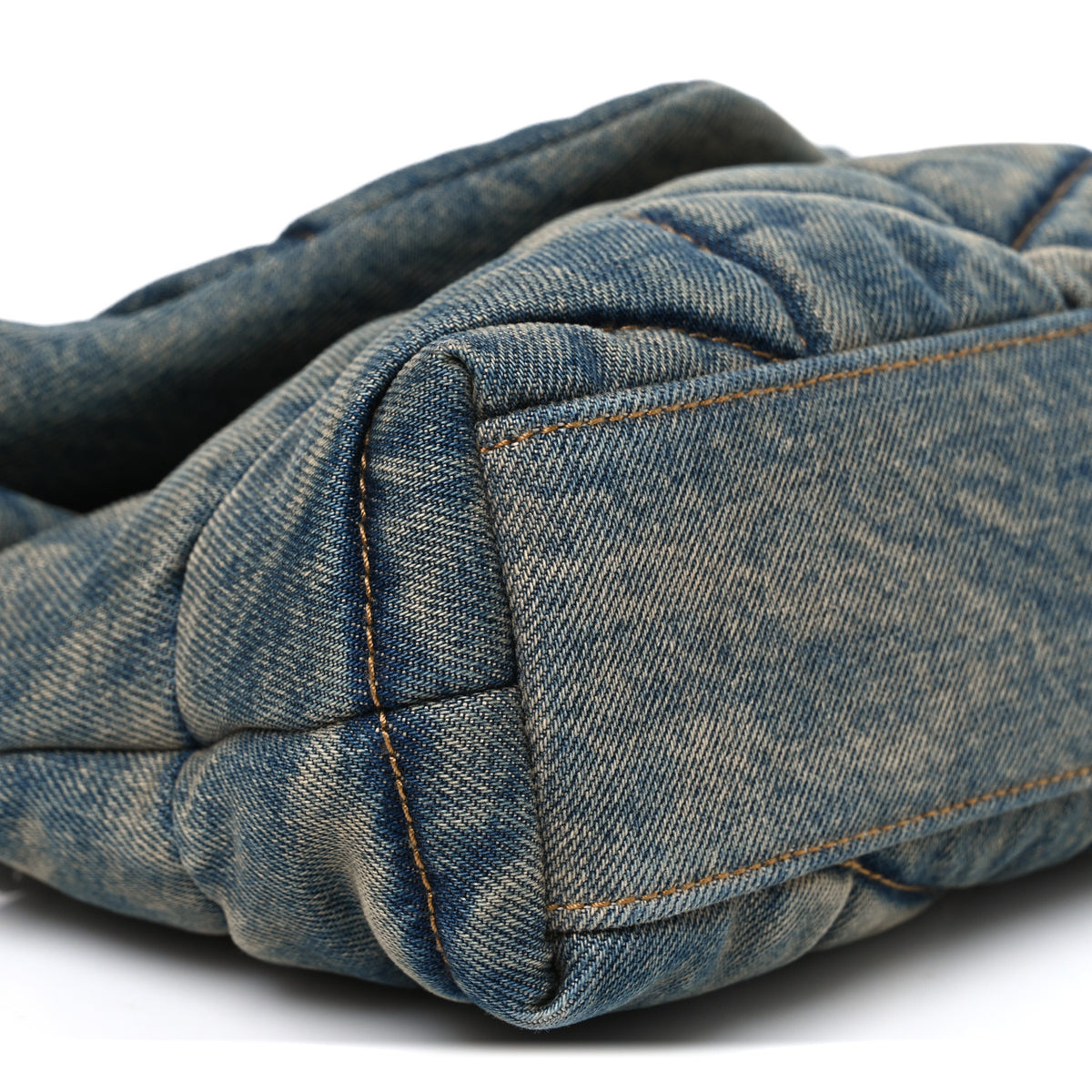Saint Laurent Denim Quilted Toy Loulou Puffer Monogram Chain Satchel Blue Cinnamon 9 of 10
