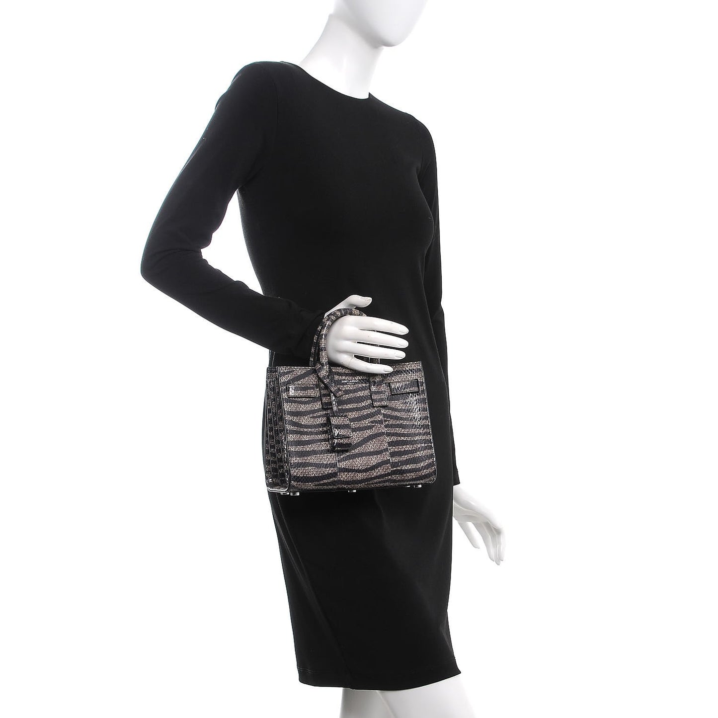 Snakeskin Zebra Print Nano Sac De Jour Black