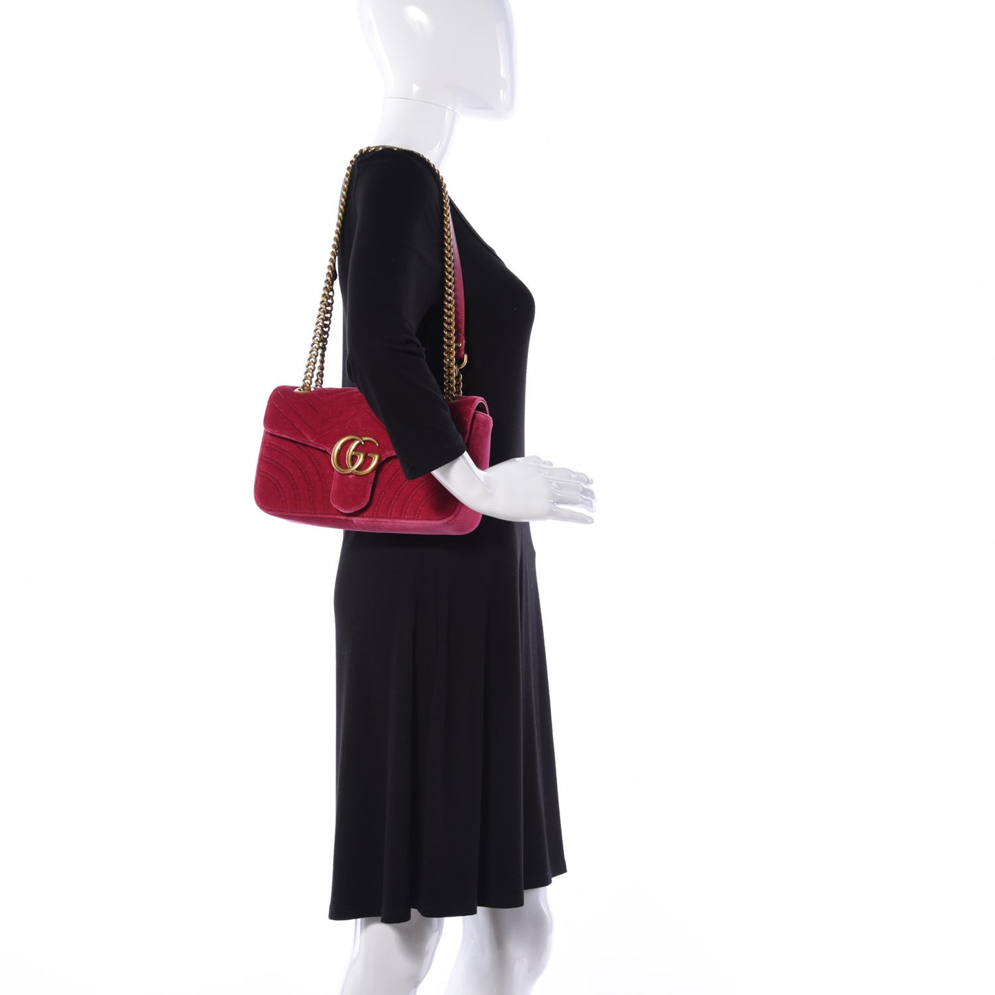 Velvet Matelasse Small GG Marmont Shoulder Bag Light Raspberry Rose