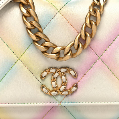 Chanel Printed Goatskin Quilted Chanel 19 Wallet On Chain WOC White Multicolor 9 of 14