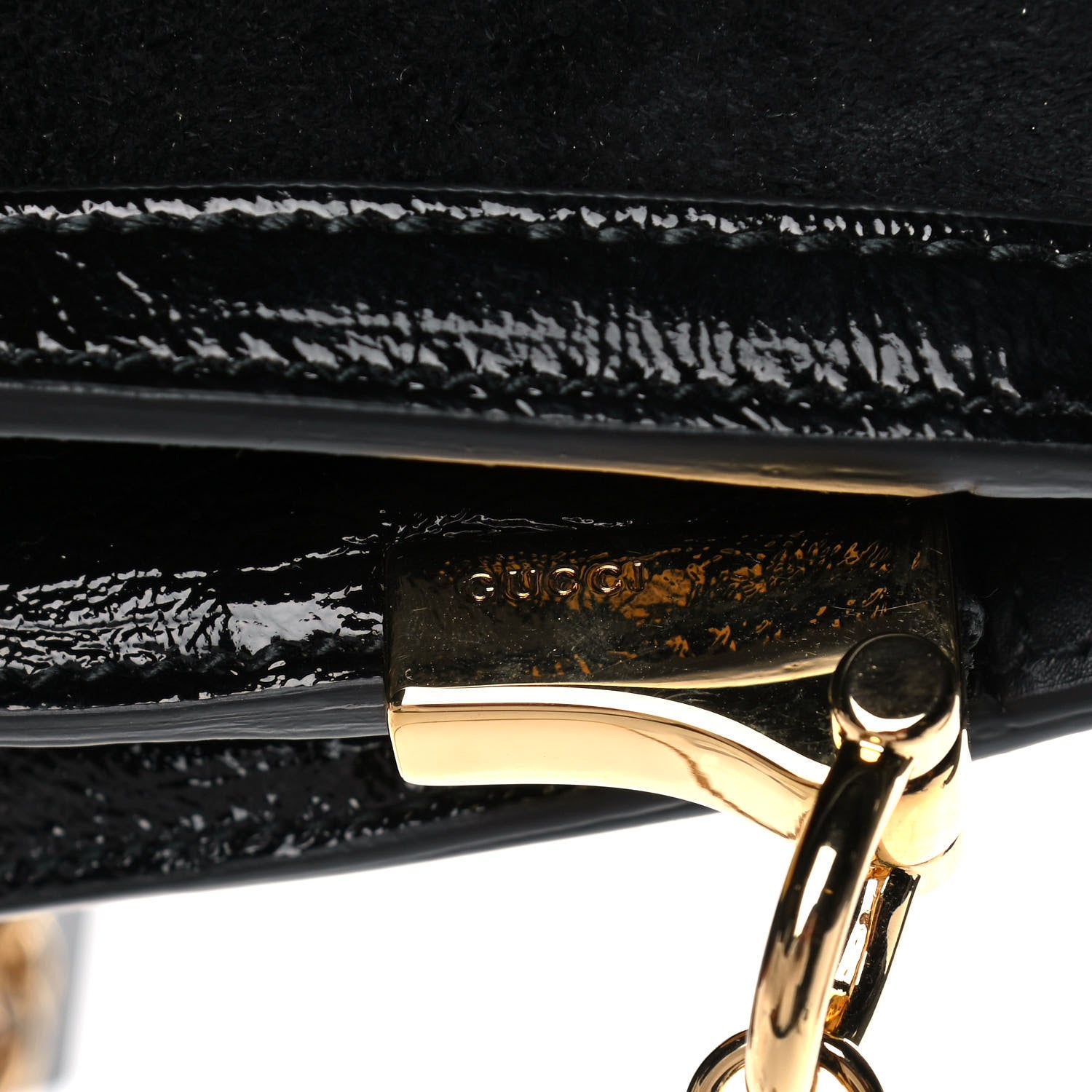 Gucci Suede Patent GG Web Small Ophidia Chain Shoulder Bag Black 9 of 14