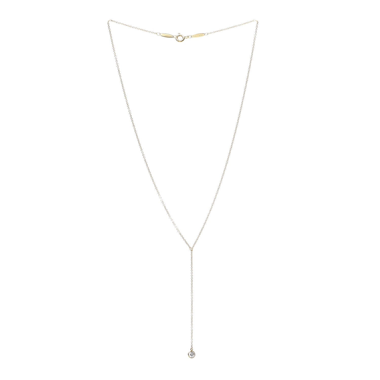 Tiffany 18K Yellow Gold Diamond .17ct Elsa Peretti Diamonds by the Yard Lariat Necklace 3 of 6