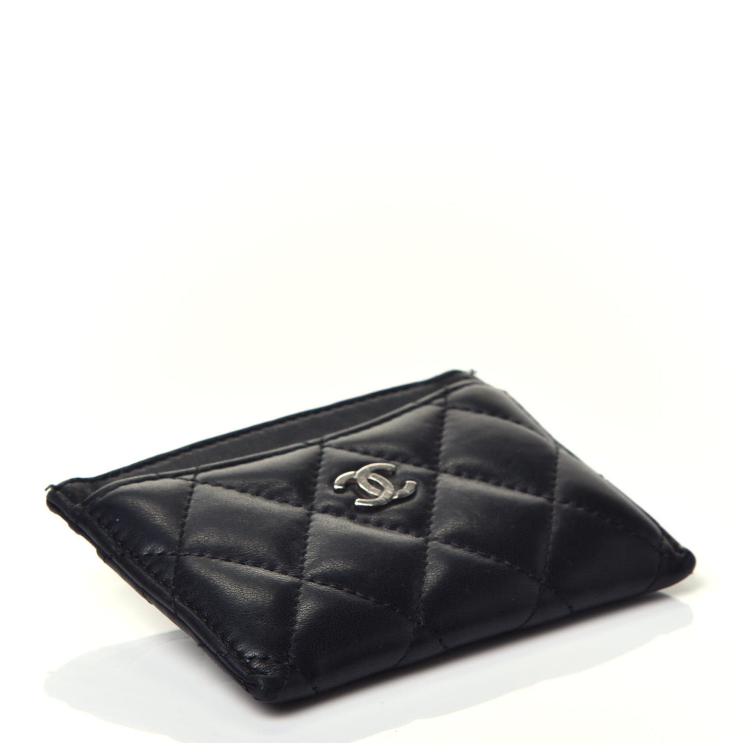 Lambskin Quilted Card Holder Black