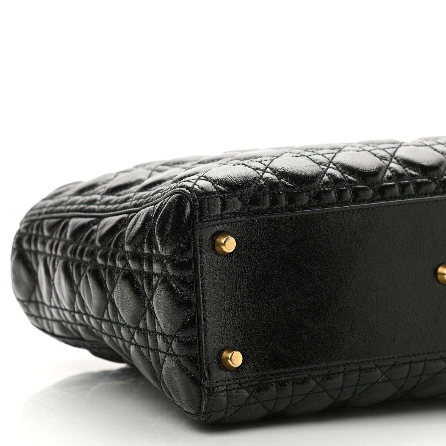 Christian Dior Crinkled Patent Cannage Large Lady Dior Black 8 of 9