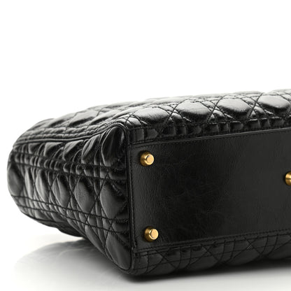 Christian Dior Crinkled Patent Cannage Large Lady Dior Black 8 of 9