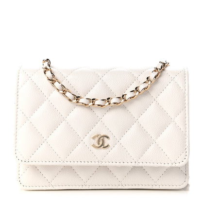 Chanel Caviar Quilted Mini Wallet On Chain WOC White 1 of 11