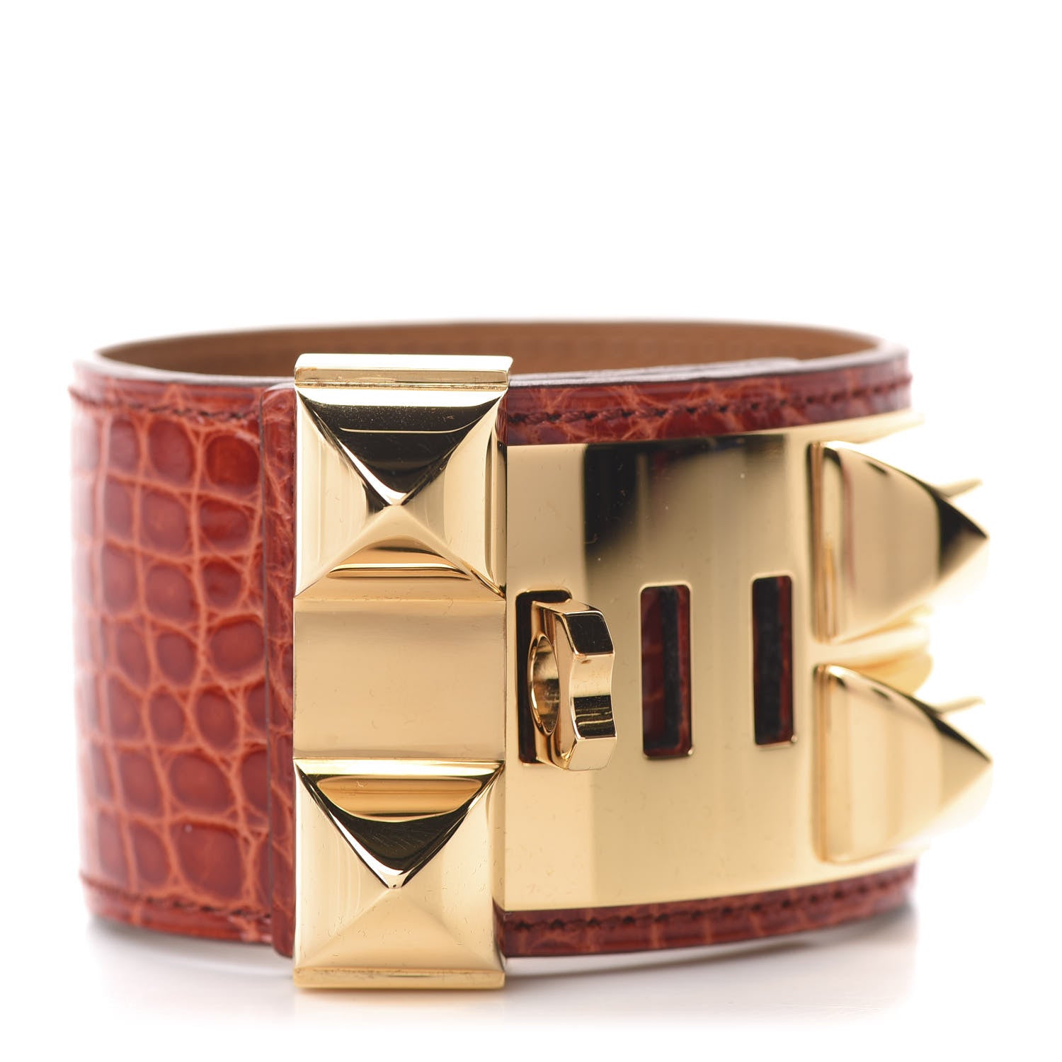 Hermes Shiny Alligator Collier De Chien CDC Bracelet S Sanguine 4 of 7