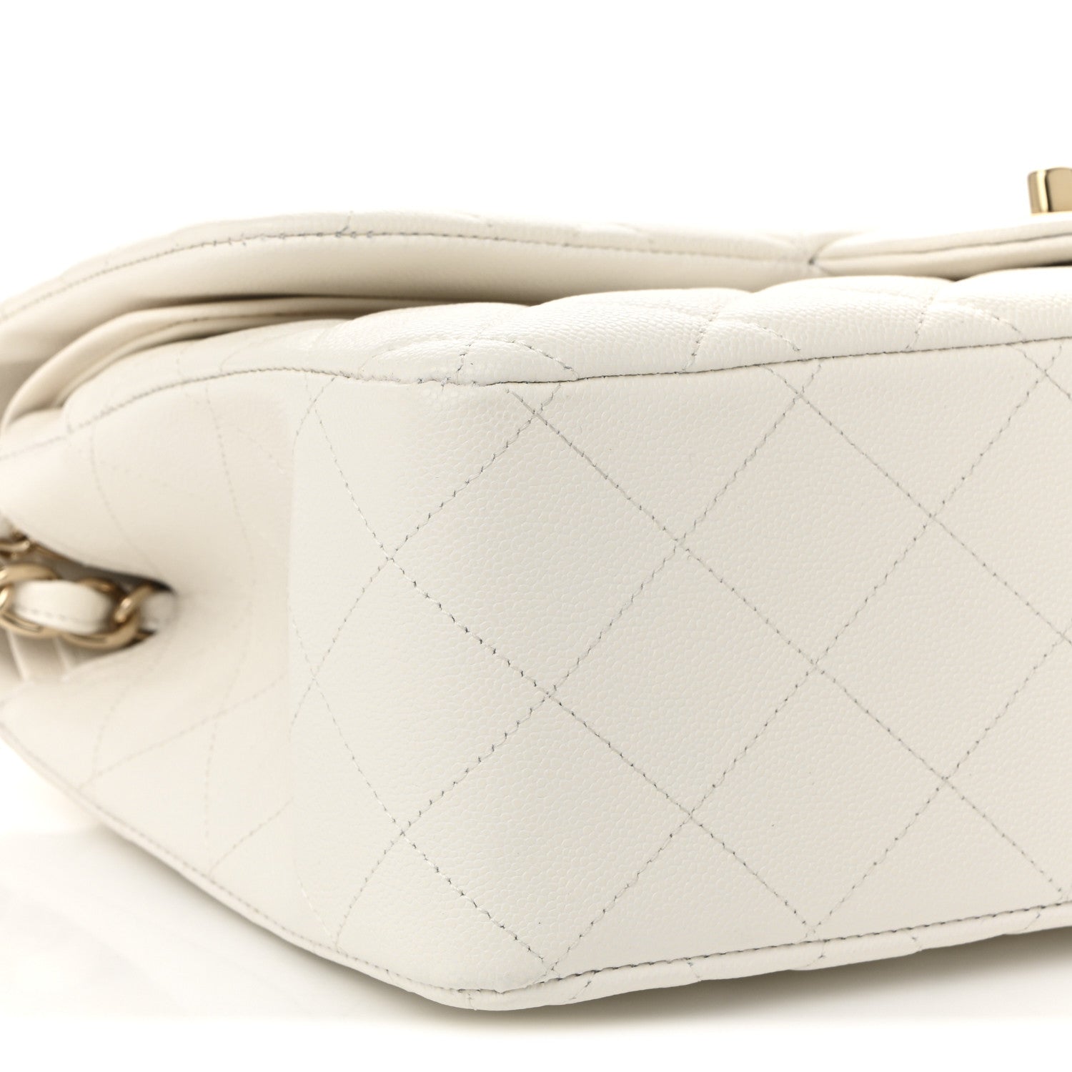 Chanel Caviar Quilted Jumbo Double Flap White 9 of 11