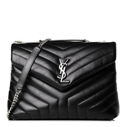 Saint Laurent Calfskin Y Quilted Monogram Medium Loulou Chain Satchel Black 1 of 9