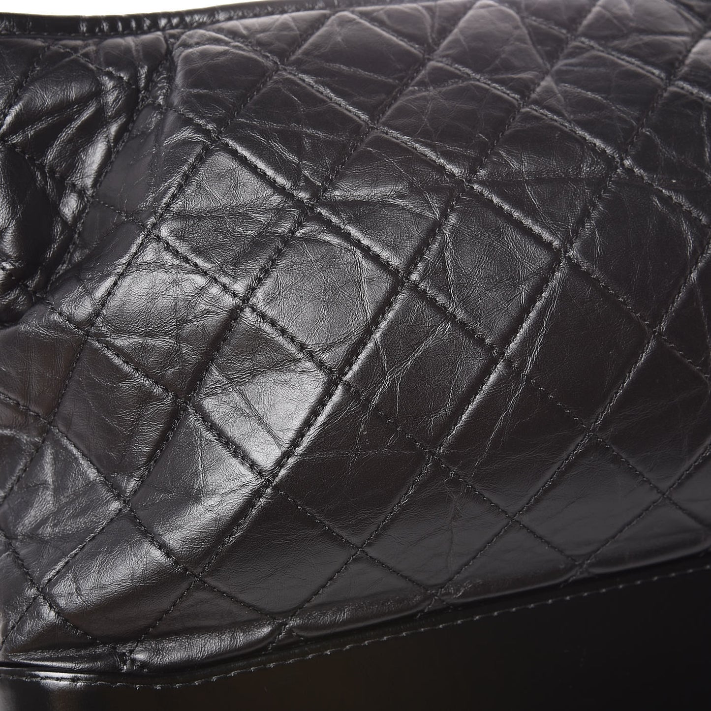 Aged Calfskin Quilted Large Gabrielle Hobo Black