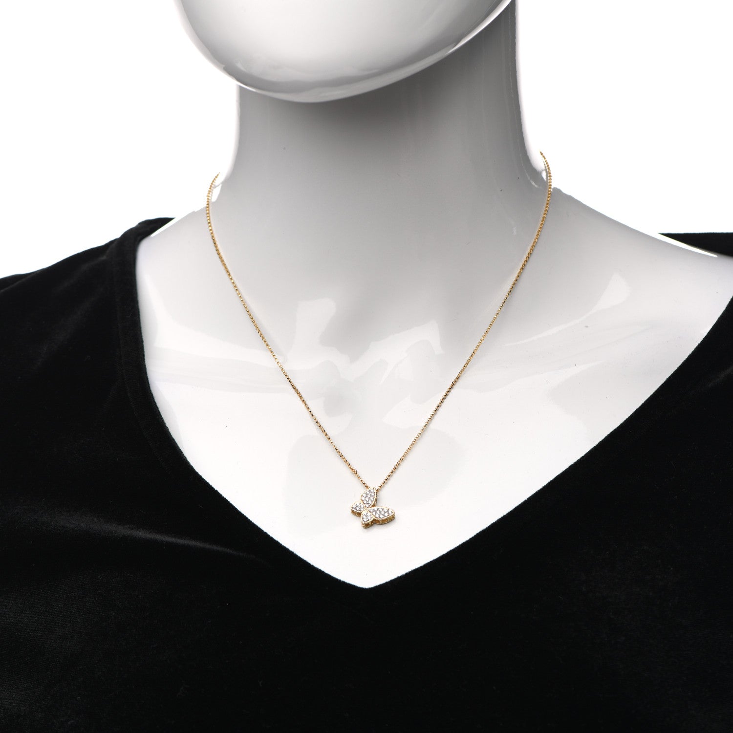 Roberto Coin 18K Yellow Gold Diamond Princess Butterfly Pendant Necklace 2 of 4