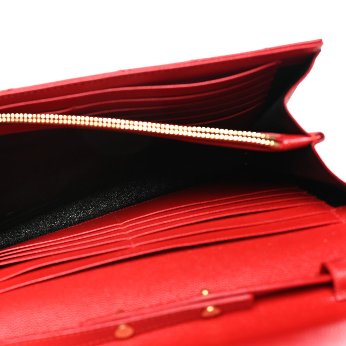 Grain De Poudre Matelasse Chevron Monogram Chain Wallet Red
