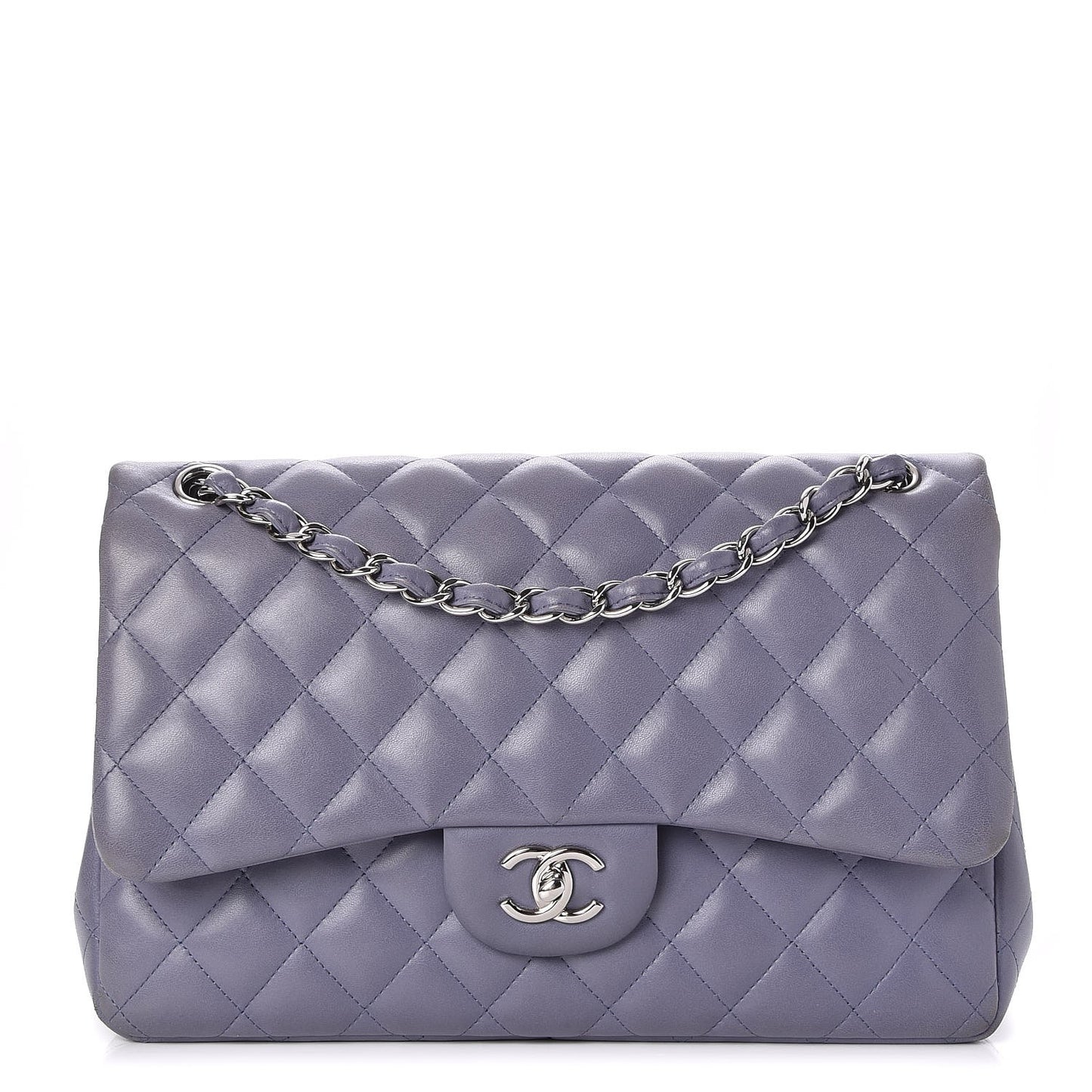 Lambskin Quilted Jumbo Double Flap Purple
