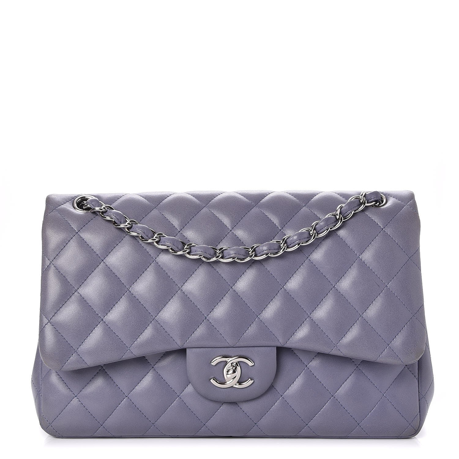 Chanel Lambskin Quilted Jumbo Double Flap Purple 1 of 9
