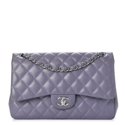 Chanel Lambskin Quilted Jumbo Double Flap Purple 1 of 9