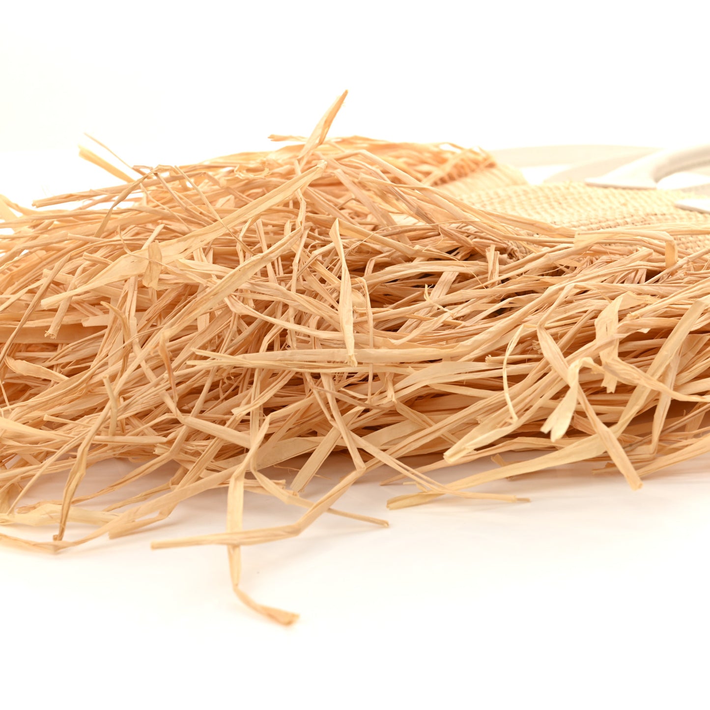 Raffia Woven Calfskin Le Petit Baci Natural White