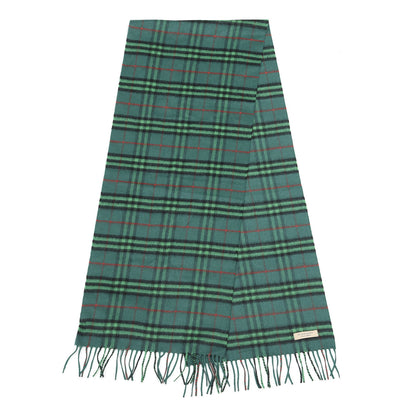 Burberry Cashmere Tonal Vintage Check Fringe Scarf Viridian Green 2 of 4