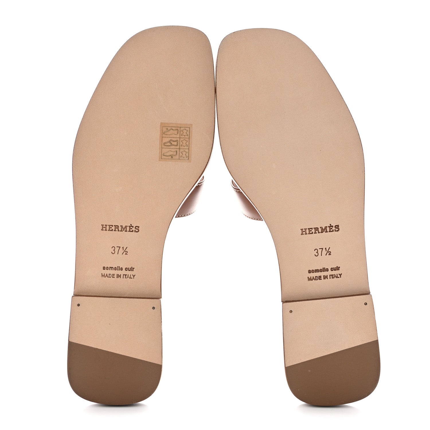 Hermes Box Calfskin Oran Sandals 37.5 Gold 5 of 9