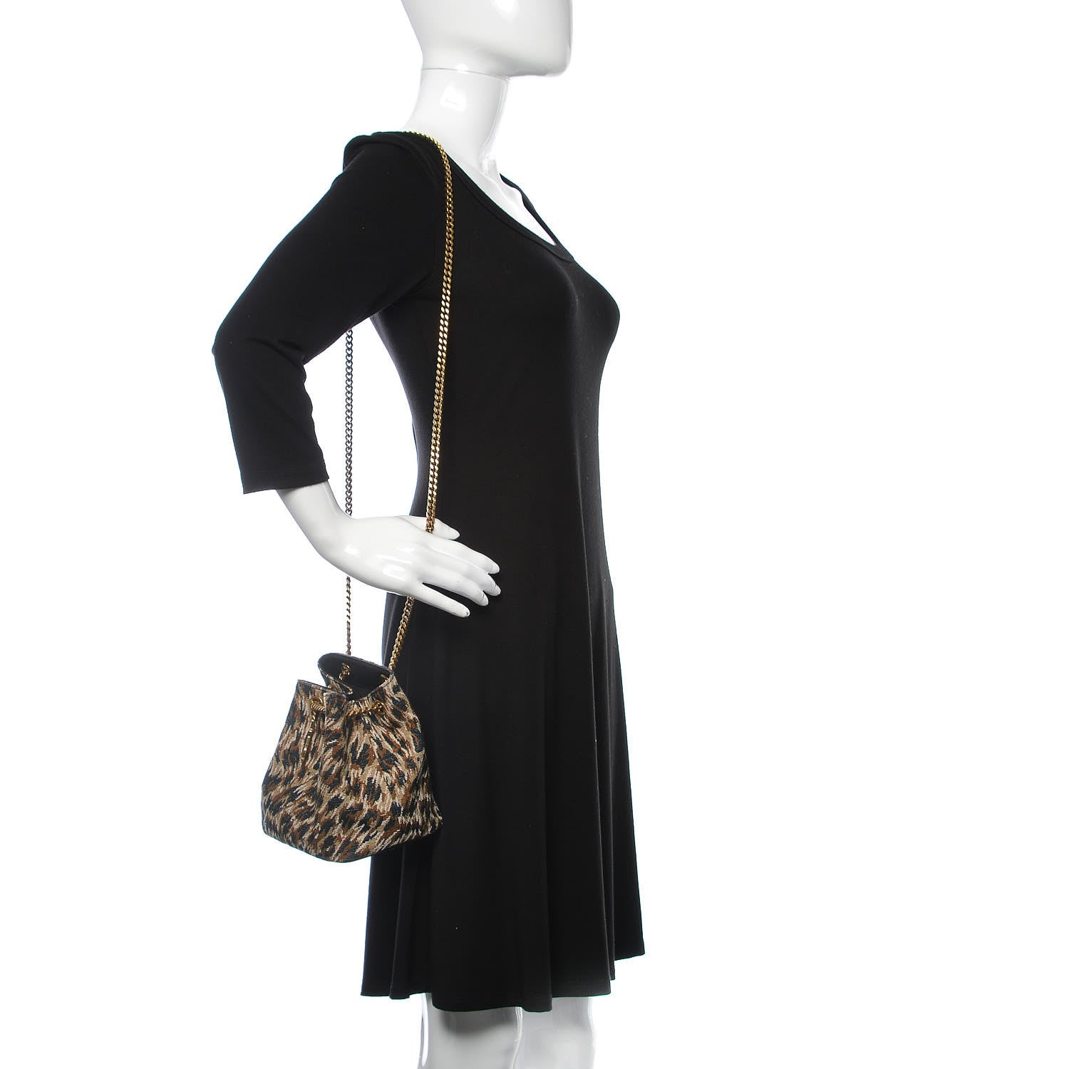 Saint Laurent Jaquard Leopard Baby Emmanuelle Bucket Bag 2 of 9