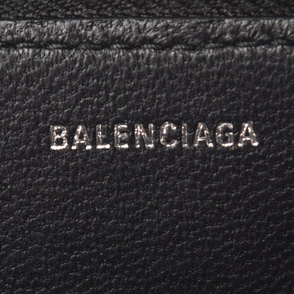 Balenciaga Smooth Calfskin Logo Everyday Zip Around Card Holder Black White 6 of 9