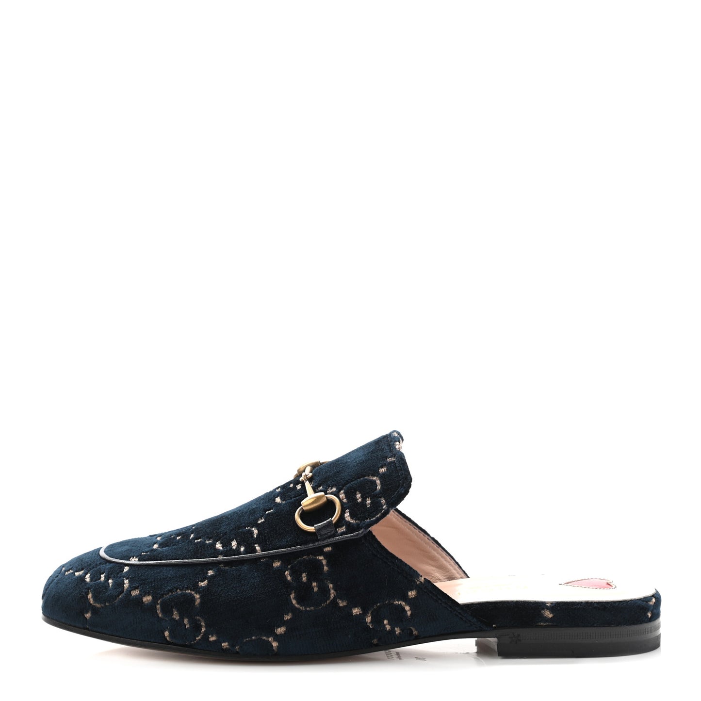 Velvet GG Monogram Womens Princetown Slippers 38 Blue Beige