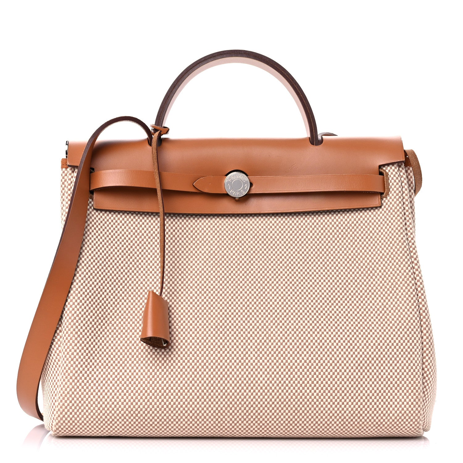 Hermes Vache Hunter Criss Viking Herbag Zip Retourne 31 PM Ecru Beige Naturel 3 of 15