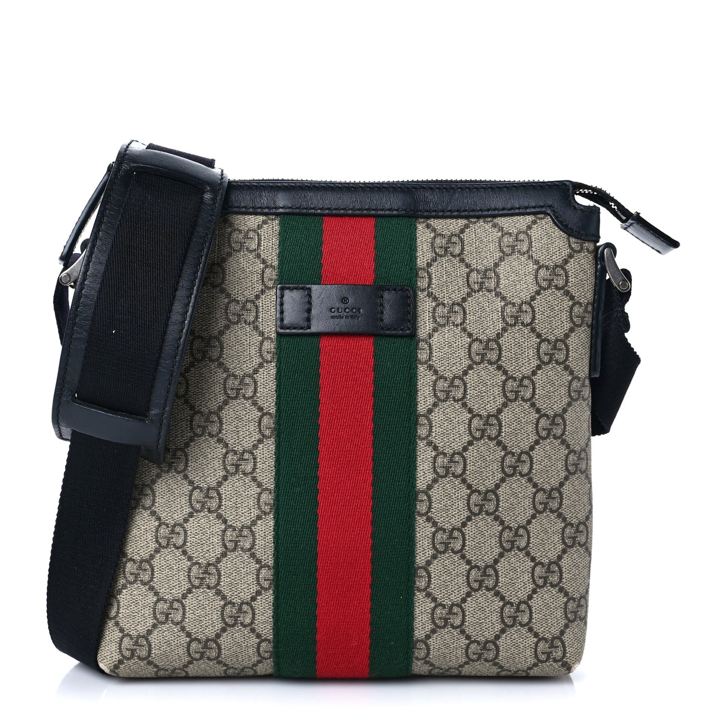 GG Supreme Monogram Web Messenger Bag Black