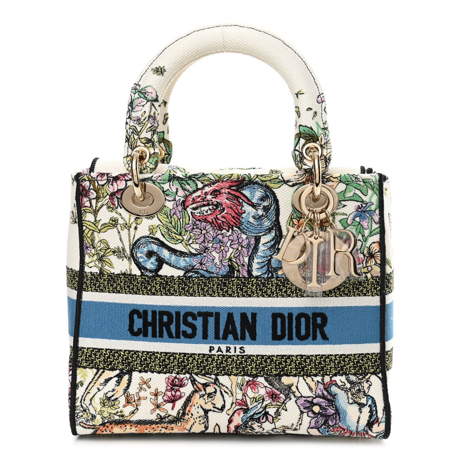 Christian Dior Canvas D-Constellation Embroidered Medium Lady D-Lite Latte Multicolor 1 of 10