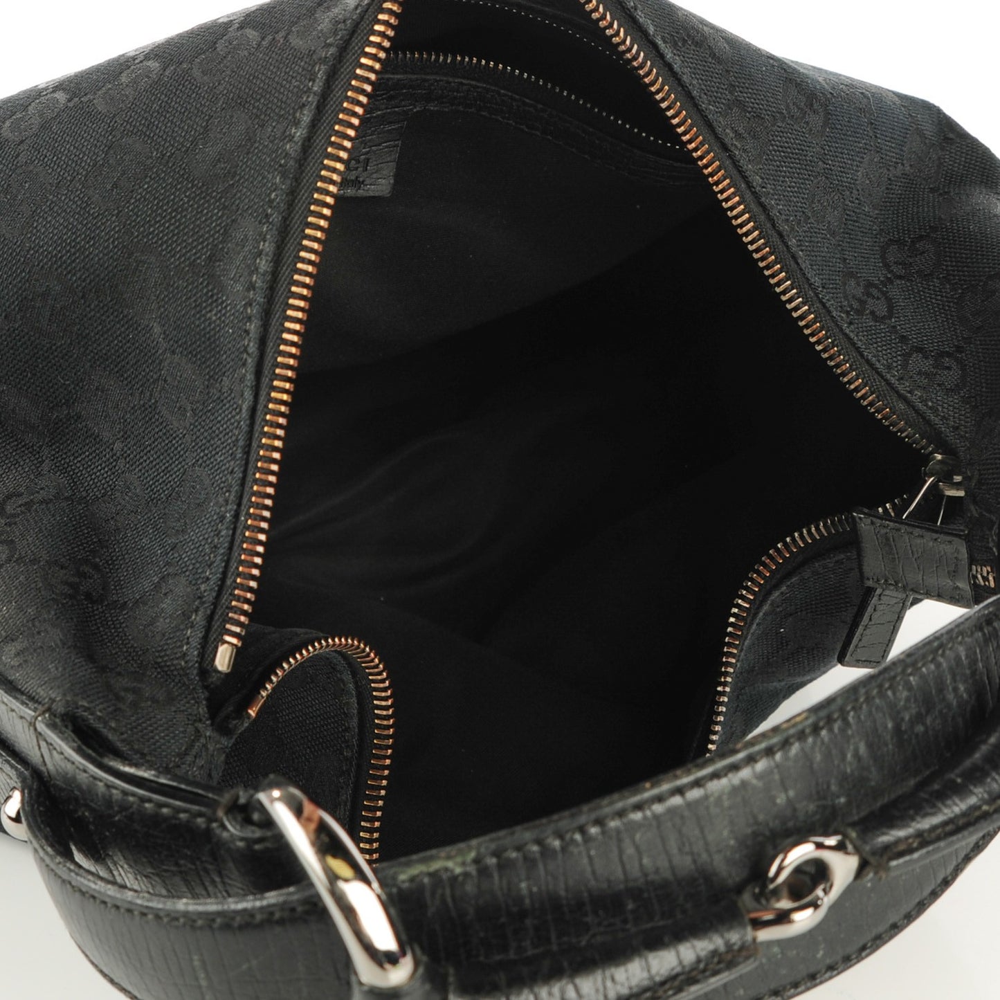 Monogram Medium Horsebit Chain Hobo Black