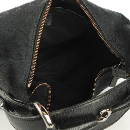 Gucci Monogram Medium Horsebit Chain Hobo Black 5 of 7