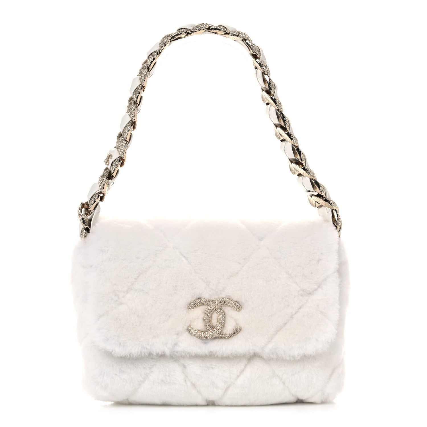 Chanel Shearling Lambskin Crystal Strass Flap White 1 of 11