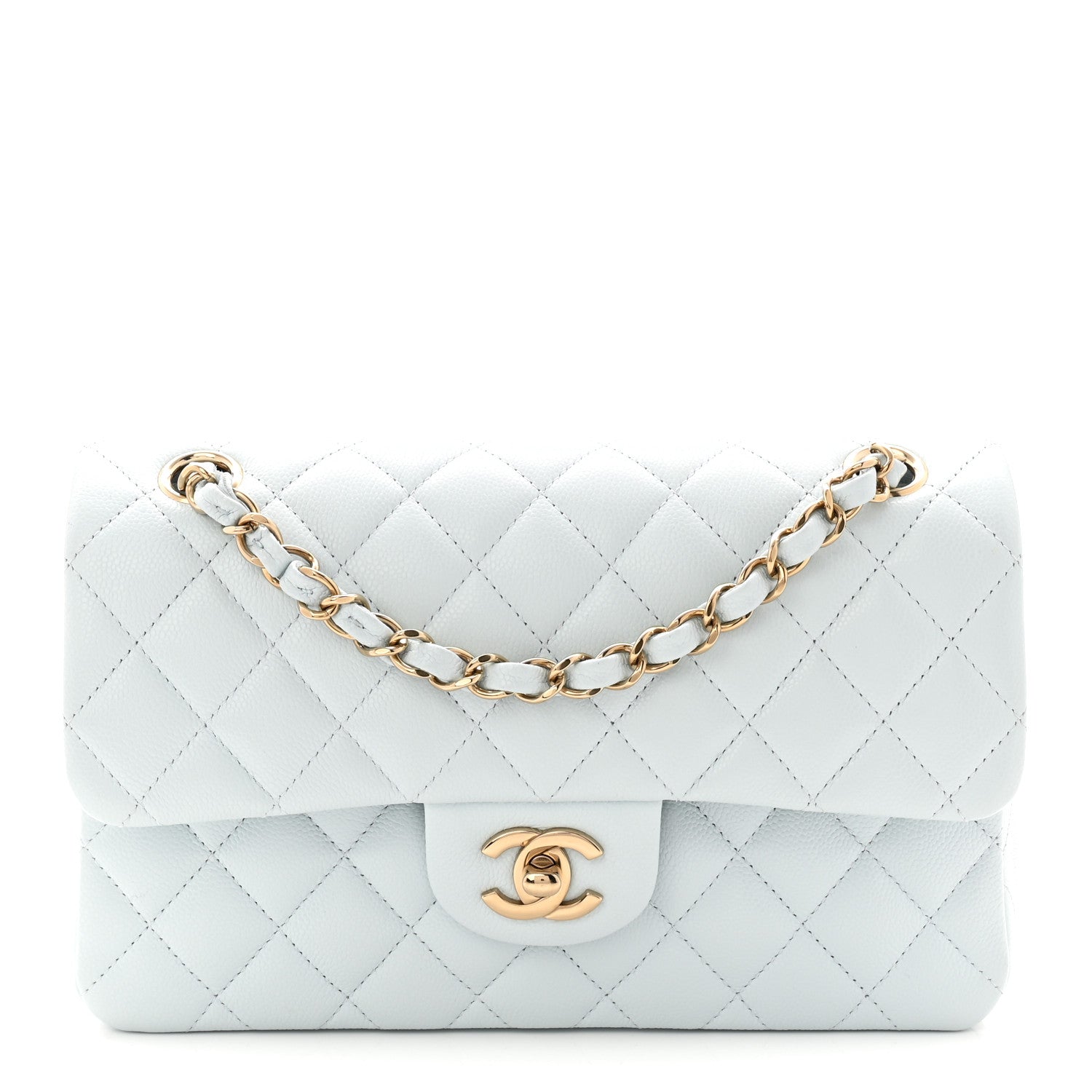 Chanel Caviar Quilted Small Double Flap Light Blue 1 of 11