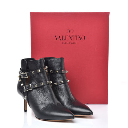 Valentino Garavani Grained Calfskin Rockstud Double Buckle 65mm Ankle Boots 35 Black 9 of 9