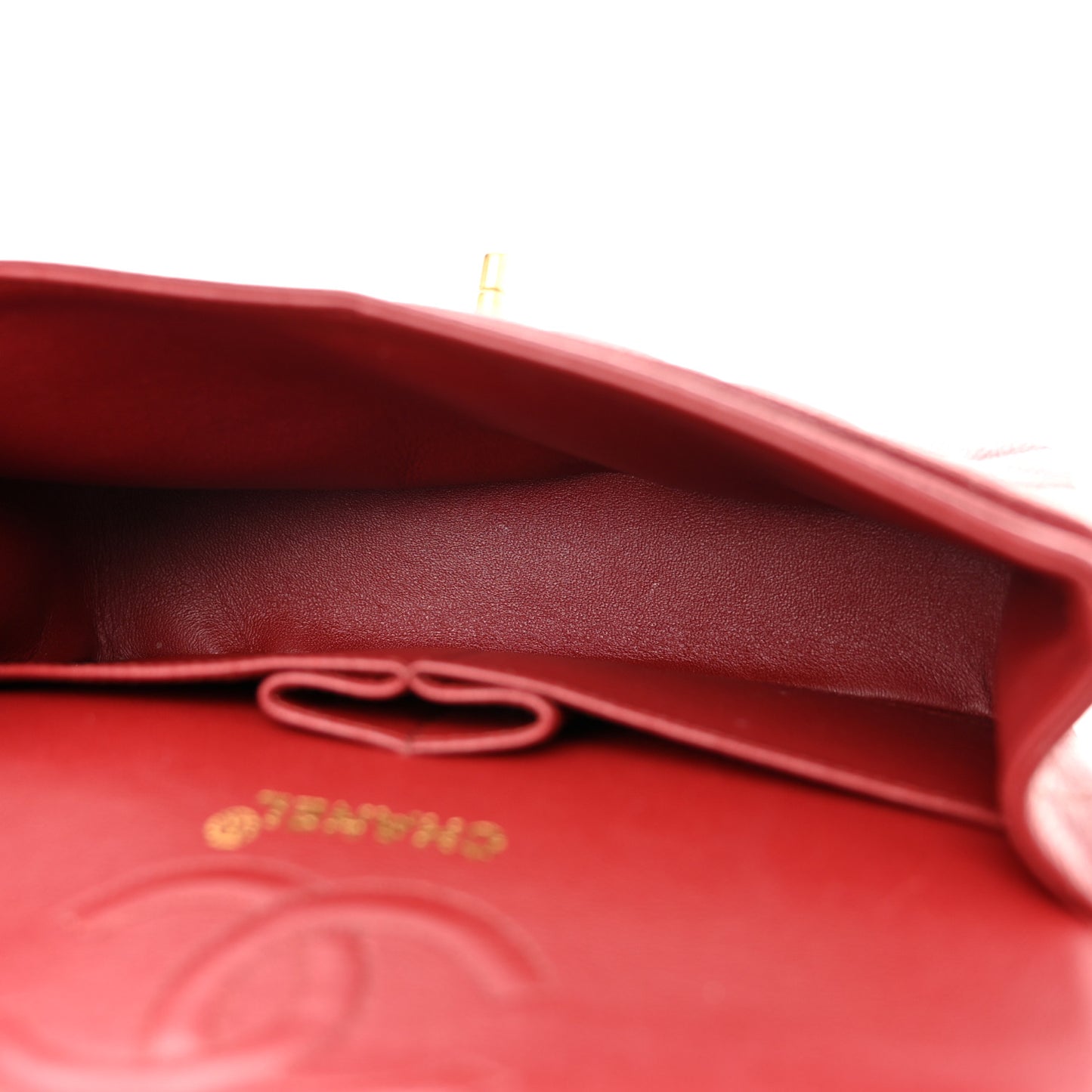 Caviar Quilted Small Double Flap Dark Red