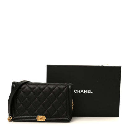 Chanel Caviar Quilted Boy Wallet On Chain WOC Black 12 of 12