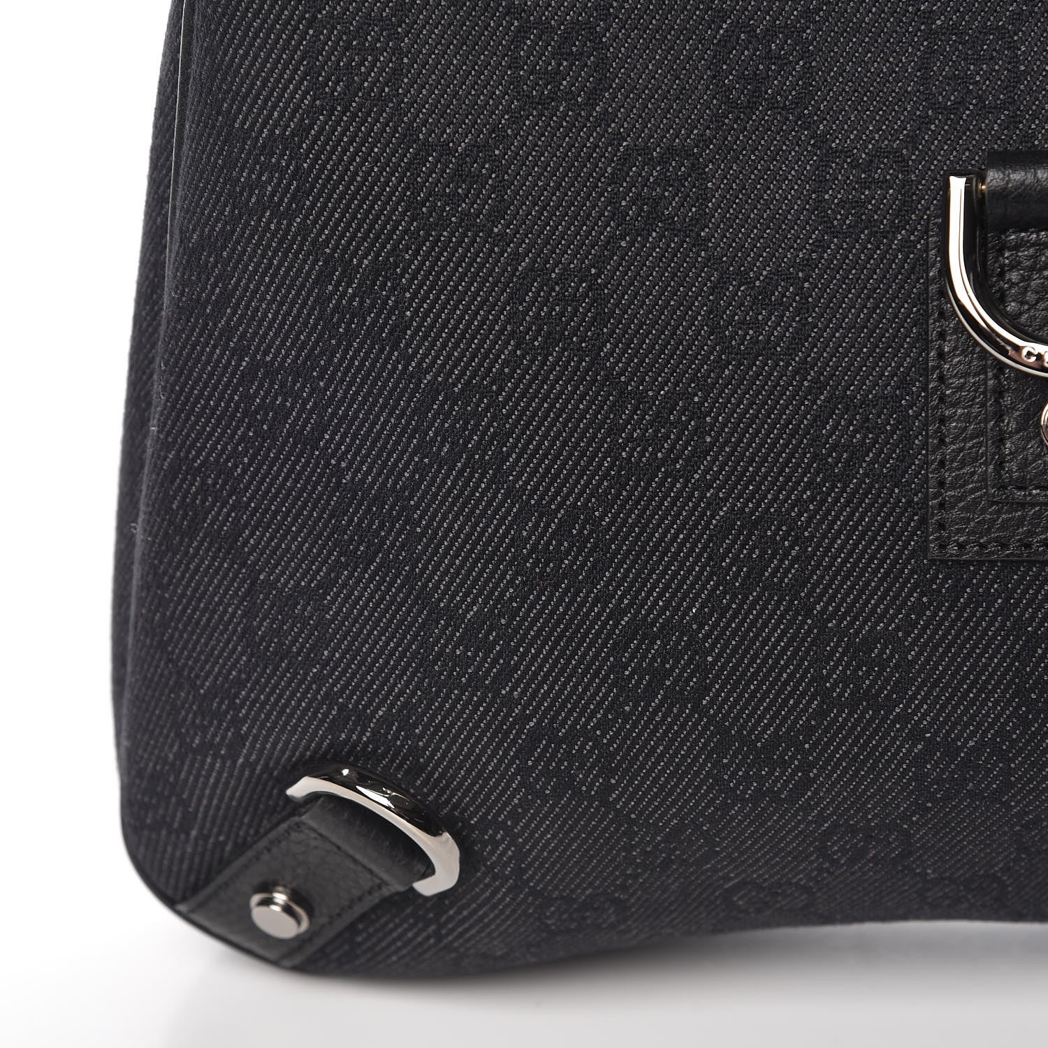 Gucci Denim Monogram Abbey D Ring Hobo Black 14 of 15