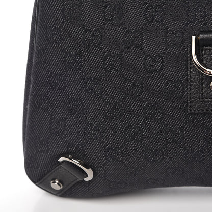 Gucci Denim Monogram Abbey D Ring Hobo Black 14 of 15