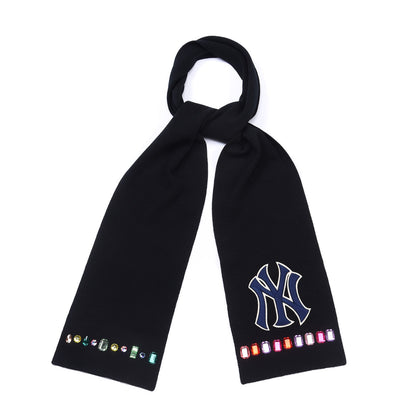 Gucci X MLB Wool Crystal NY Yankees Scarf Black 1 of 3