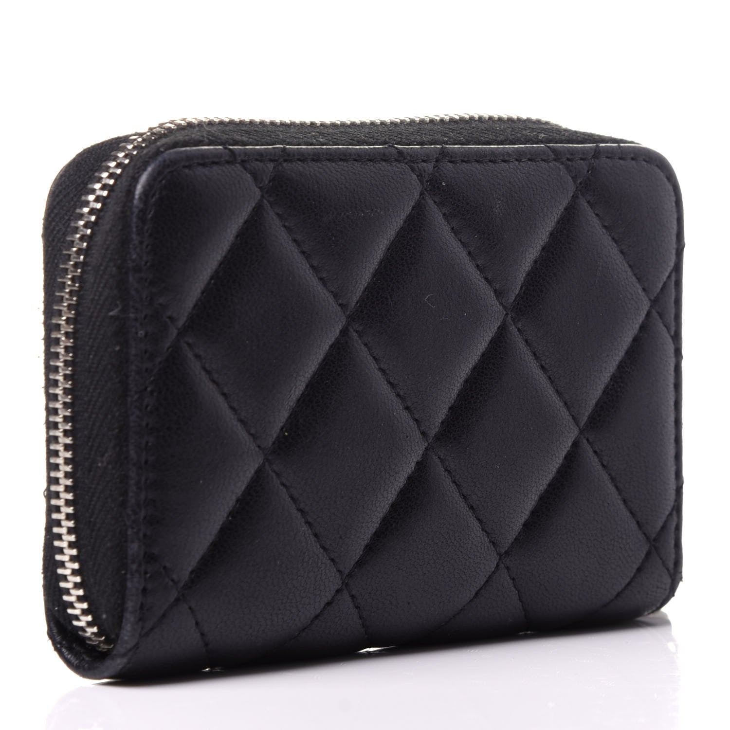 Chanel Lambskin Quilted Zip Coin Purse Black 3 of 10
