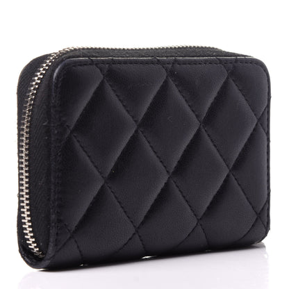 Chanel Lambskin Quilted Zip Coin Purse Black 3 of 10