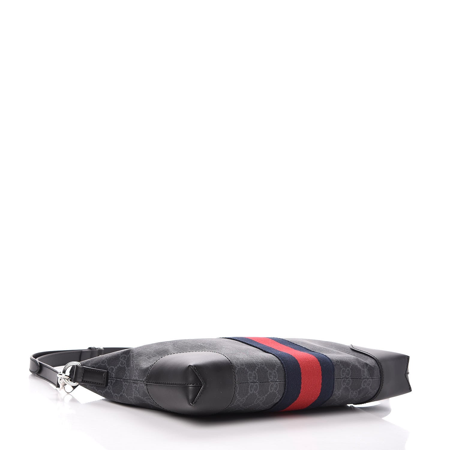 Gucci Soft GG Supreme Monogram Appia Calfskin Web East West Messenger Bag Black Grey 4 of 9