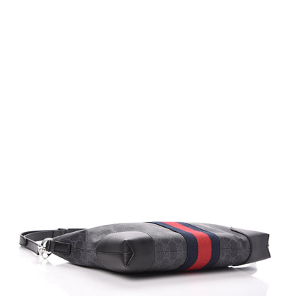 Gucci Soft GG Supreme Monogram Appia Calfskin Web East West Messenger Bag Black Grey 4 of 9