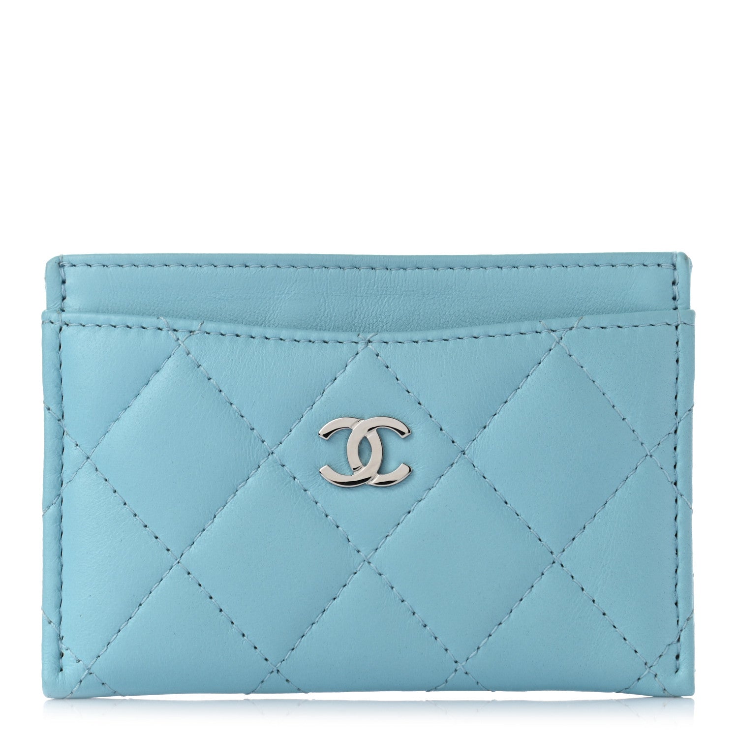 Chanel Lambskin Quilted Card Holder Light Blue 1 of 7