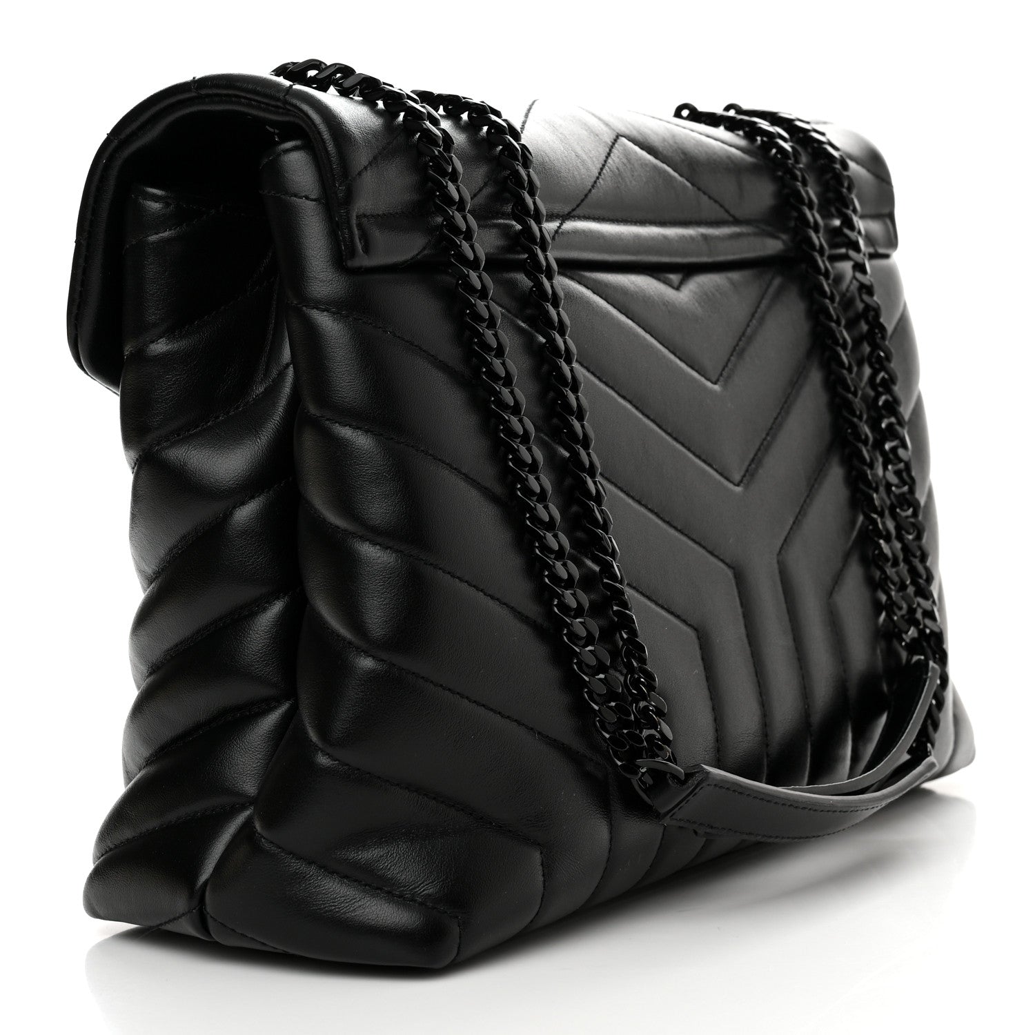 Saint Laurent Calfskin Y Quilted Monogram Monochrome Medium Loulou Chain Satchel Black 3 of 10