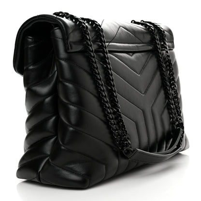 Saint Laurent Calfskin Y Quilted Monogram Monochrome Medium Loulou Chain Satchel Black 3 of 10