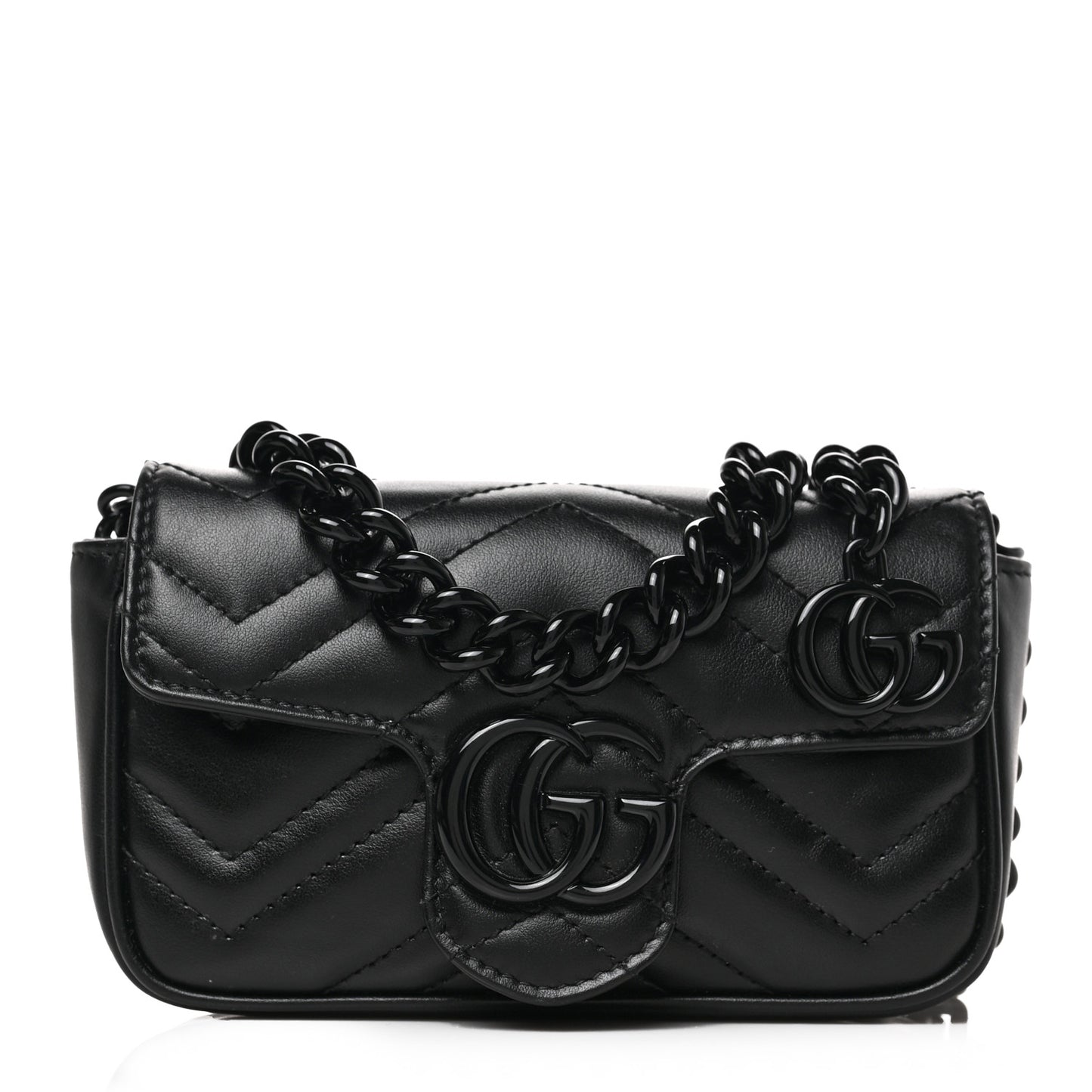 Calfskin Matelasse Monochrome GG Marmont Chain Belt Bag Black